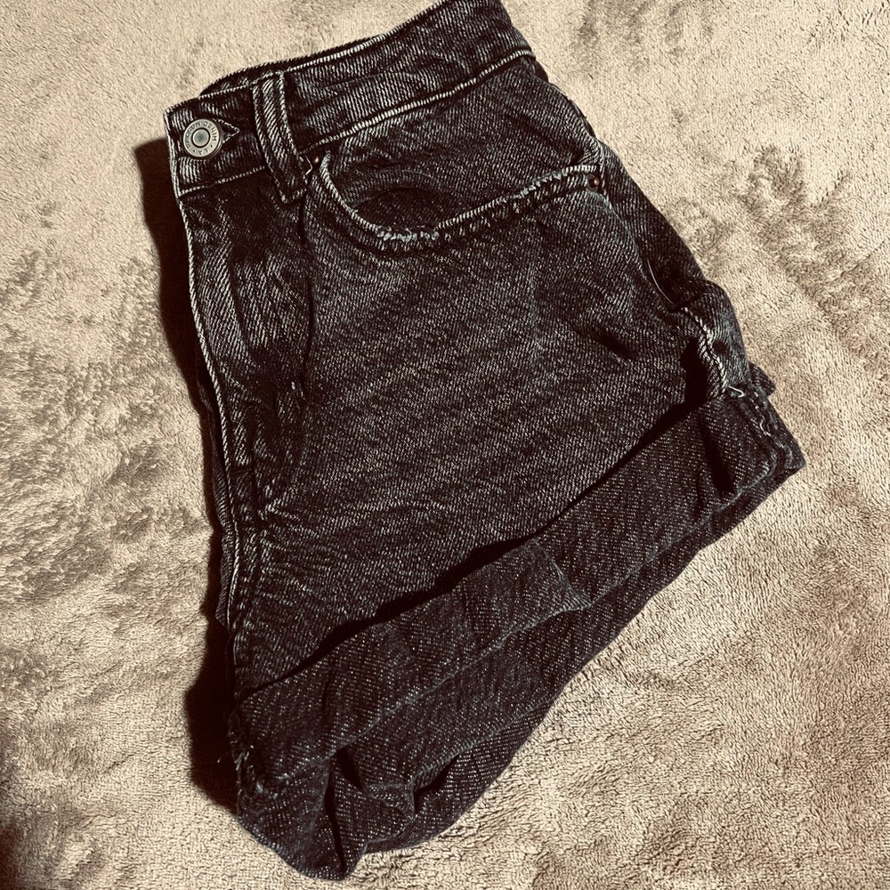 PacSun eco black denim mom shorts